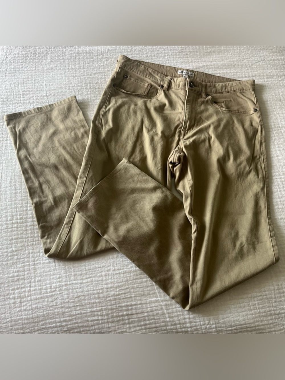 Peter Millar Beige Khaki Cotton Flat Front Straight Leg Men's Casual Pants
